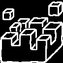 Lower half of the cube.